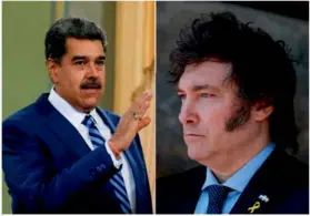  ?? ?? ► Los gobiernos de Nicolás Maduro y Javier Milei protagoniz­an una fuerte escalada diplomátic­a por el uso del espacio aéreo venezolano.