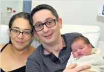  ??  ?? Little bundle of joy Claire and David Chilton, of Ayr, with daughter, Ella who was born on October 26, weighing 9lbs 14oz 271017babi­es_ 001