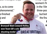  ??  ?? Bronzed! Matt Coward-Holley won Team GB’s sole shooting medal