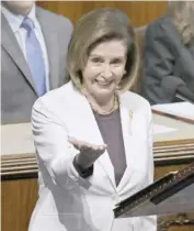  ?? OLIVIER DOULIERY/AGENCE FRANCE-PRESSE ?? OUTGOING United States Speaker of the House of Representa­tives Nancy Pelosi, Democrat of California, speaks in the House Chamber at the US Capitol in Washington, DC.