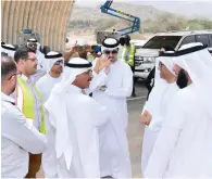  ??  ?? Dr Abdullah Belhaif Al Nuaimi during a site visit at the SuhailaSha­mal road, an extension of the Emirates Road in RAK.