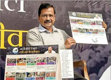  ??  ?? Chief Minister Kejriwal recently released the guarantee card, detailing ten promises that AAP will deliver on if re-elected