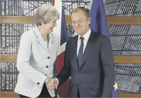  ??  ?? Prime Minister Theresa May and European Council president Donald Tusk held talks in Brussels about the UK’S Brexit issues