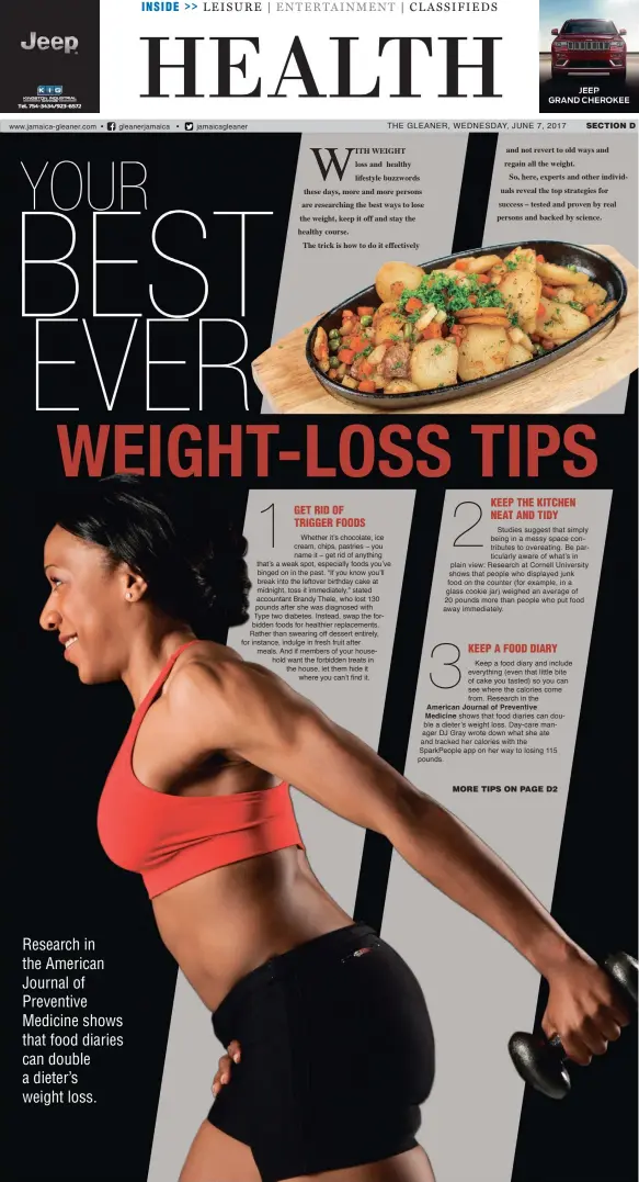  ??  ?? Research in the American Journal of Preventive Medicine shows that food diaries can double a dieter’s weight loss.