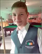  ?? ?? Blackwater Community School student, Davy Hickey, proudly wearing the Republic of Ireland Billiards and Snooker Associatio­n waistcoat.