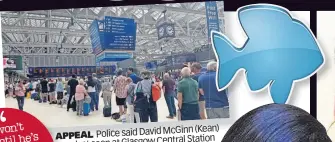  ?? ?? McGinn (Kean) AP APPEAL Police said David
Glasgow Central Station wawas last seen at