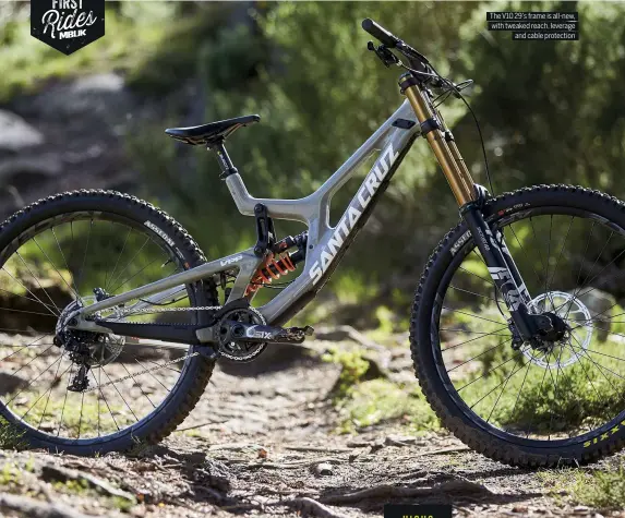  ??  ?? The V10 29’s frame is all-new, with tweaked reach, leverage and cable protection
