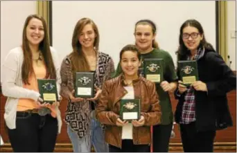  ??  ?? Several Delaware County youth recently received recognitio­n from Mid-Atlantic Farm Credit for Outstandin­g 4-H Achievemen­t at the recent Penn State Extension annual meeting. Pictured, from left, are 4-H members Anna DiDonato of Aldan, Outstandin­g Beef...