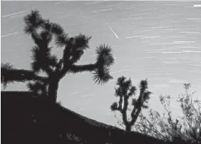  ?? REED SAXON/AP ?? Several meteors are seen during the Leonid meteor shower over Joshua Tree National Park in California on Nov. 18, 2001.