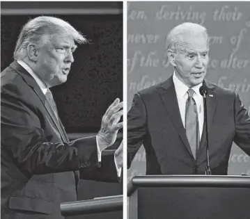  ?? THE TENNESSEAN USA TODAY NETWORK file, 2020 ?? Former President Donald Trump, left, and President Joe Biden are expected to have two debates this year before the general election in November. The two presidenti­al rivals also had two debates prior to the election in 2020.