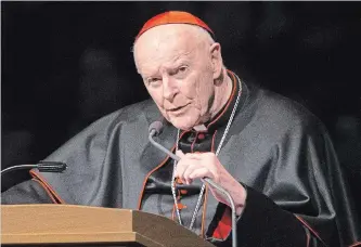  ?? ROBERT FRANKLIN THE ASSOCIATED PRESS FILE PHOTO ?? Cardinal Theodore Edgar McCarrick has had his resignatio­n accepted by Pope Francis. The American prelate’s offer to resign followed allegation­s of sexual abuse, including one involving an 11-year-old boy.