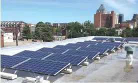  ?? 2015. Photograph: Courtesy of NC Warn ?? Solar panels on the roof of Faith Community church in Greensboro, North Carolina in