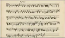  ?? COURTESY OF COLLECTION­S DEPARTMENT OF THE AUSCHWITZ-BIRKENAU STATE MUSEUM ?? A view of the music composed by Antoni Garqul, one of three prisoners from the Auschwitz I Men’s Orchestra known to do arrangemen­ts for the band.
