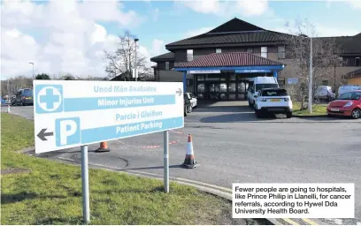  ??  ?? Fewer people are going to hospitals, like Prince Philip in Llanelli, for cancer referrals, according to Hywel Dda University Health Board.