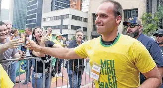  ?? DARIO OLIVEIRA-30/09/2018 ?? Recorde. Votação de Eduardo Bolsonaro (PSL) garantiu bancada de nove deputados em SP