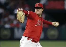  ?? MARCIO JOSE SANCHEZ - THE ASSOCIATED PRESS ?? FILE - In this June 29, 2019, file photo, Los Angeles Angels starting pitcher Tyler Skaggs throws to the Oakland Athletics during a baseball game in Anaheim, Calif.