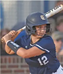  ?? STAFF PHOTO BY MATT HAMILTON ?? Gordon Lee’s Gracie Helton had a home run to help the Lady Trojans rout Harlem 9-0 in the opening round of Class AAA competitio­n at the GHSA softball state tournament Wednesday in Columbus.