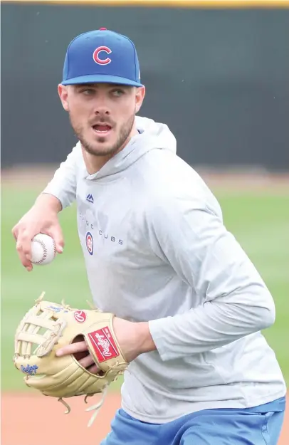  ?? JOHN ANTONOFF/FOR THE SUN-TIMES ?? Cubs third baseman Kris Bryant says that it seems like a labor storm is brewing in baseball.