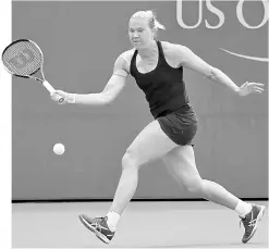  ??  ?? Kaia Kanepi of Estonia hits against Naomi Osaka of Japan (not pictured) on day six of the US Open tennis tournament at USTA Billie Jean King National Tennis Centre. —USA TODAY Sports photo