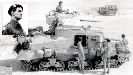  ?? Britského pluku Royal Scots Greys za bojů v severní Africe v roce 1942. Tam tehdy bojoval i Bohuslav Novotný (ve výřezu). FOTO ARCHIV ?? Střední tank Grant