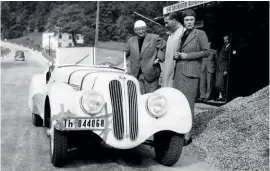  ??  ?? Top: Haig, who owned both ‘Chain Gang’ and Bristol-powered Frazer Nash models, was an instigator of historic racing, and a founder member of the HSCC. In ’63 the ex-lt Colonel Henry O’hara Moore Le Mans Replica FN164 was acquired, which Haig restored and raced into the ’70s – here at Silverston­e. Clockwise from above: Haig and Enid Riddell stop at the Austrogerm­an border in June 1938 – she rated the BMW 328 the finest pre-war sports car; ready for the 1936 Paris-st Raphaël Féminin rally with Daisy Clot and Pam Moy; en route to Natal in 1930, where rough roads and American cars honed her skills