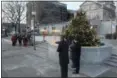  ?? GENE WALSH — DIGITAL FIRST MEDIA ?? Montgomery County commission­ers watch as a tree, Menorah and Kinara are lighted in Norristown Wednesday.