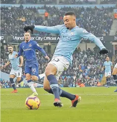  ?? — Reuters photo ?? Manchester City’s Gabriel Jesus scores their first goal.