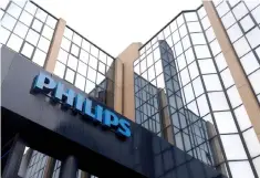  ??  ?? The logo of Philips is seen at the company’s entrance in Brussels. Dutch electronic­s giant Philips posted a 27 per cent drop in first quarter profits, hit partly by the costs of restructur­ing and some acquisitio­ns as it evolves its portfolio. — Reuters...