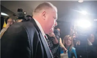  ?? Chris Young/Canadian Press ?? Newly revealed segments of a police document suggest Toronto Mayor Rob Ford may have known of an incriminat­ing drug video and also tried to buy it.