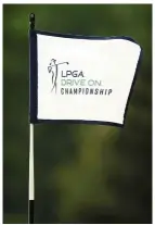  ??  ?? A detail of the flag on the 13th green at the LPGA Drive On.