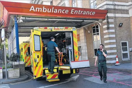  ?? Andy Rain European Pressphoto Agency ?? THE CYBERATTAC­K affected 48 National Health Service centers — or about 20% — in England and Scotland, British Home Secretary Amber Rudd said. It paralyzed vast swaths of the system for at least 24 hours. Most of the centers were back to normal by...