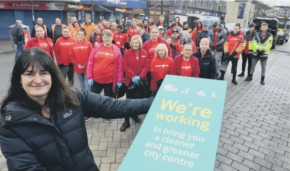  ??  ?? Tougher restrictio­ns aimed at tackling anti-social behaviour came into force on Saturday. Fiona Brown, Executive Director of Neighbourh­oods, pictured with the deep clean team.