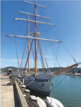  ?? Carl Nolte / The Chronicle ?? The Matthew Turner is a new brigantine schooner. The wooden vessel handmade by volunteers is the first tall ship built in the Bay Area in 85-plus years.