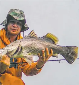  ??  ?? mes Vaughan caught and released this barra while fishing below Black Weir rly this week.