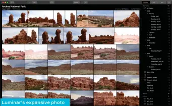  ??  ?? Luminar’s expansive photo wall gives a scenic overview of your collection