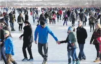  ??  ?? The ice on Wascana Lake may have been slushy, but it was definitely safe for skating.