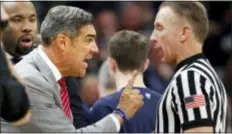  ?? LAURENCE KESTERSON — THE ASSOCIATED PRESS ?? Villanova head coach Jay Wright shouts at a referee after a foul was called on Villanova’s Joe Cremo during the second half on Saturday.