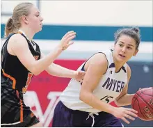  ?? JULIE JOCSAK THE ST. CATHARINES STANDARD ?? A.N. Myer’s Tori Rigas-DiDomineco, right, has been selected to play in the Top 10 showcase at the 2018 Niagara Region Girls All-Star Game.