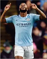  ??  ?? GOOD HEAVENS: Sterling scored the second goal to extend City’s lead to five points at the top