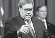  ?? J. SCOTT APPLEWHITE/AP ?? Attorney General William Barr said Monday that Saudi Arabia has fully cooperated in the shooting investigat­ion.