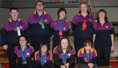  ??  ?? Swimming medal winners (from left) back – Dean O’Connor, Darby Power, Shannon O’Farrell Molloy, Coleen Flood Power and Mary McKegney; front –Carima Murphy, Jenny O’Brien, Katie Dixon and Lisa McKegney.