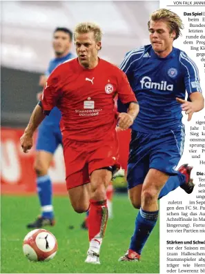  ?? BENEFOTO ?? Beim letzten Sieg der Fortuna gegen Kiel (2:0) im November 2006 war Markus Anfang (li.) noch Spieler der Rot-Weißen – und Schütze des 1:0.