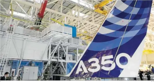  ?? D. S. ?? Pieza de un avión Airbus A350 en la fábrica de la multinacio­nal europea de Toulouse (Francia).