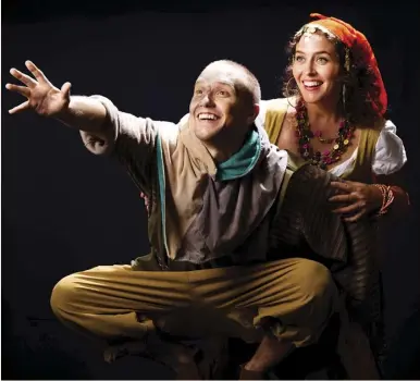  ?? PETER SWANZY photo ?? David Tuttle (left) is Quasimodo and Danielle Mealani Delaunay is Esmeralda in the MAPA Live! Hawaii premiere of “The Hunchback of Notre Dame A New Musical.” Performanc­es are 7:30 p.m. Fridays and Saturdays and 3 p.m. Sundays, Aug. 25 through Sept. 3...