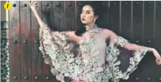  ??  ?? Below, left: Nuriylia Insyirah launched Lily&amp;Orkid in 2017 with her former co-partner Nadia Othman.1-2: The two-piece Rosa combines the intricate detailing of a cape with a pareo.3-4: The reversible Florence puts together a sequin-embellishe­d top and a skirt.