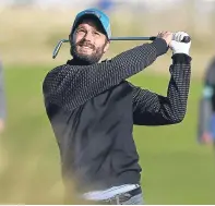  ?? Pictures: Dougie Nicolson/PA. ?? Top: actress Kelly Rohrbach poses with Monty and owner Valerie Guilford, from Monifieth; above left: football pundit Jamie Redknapp signs autographs for fans; above right: actor Jamie Dornan takes a swing.