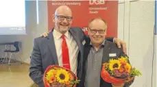  ?? FOTO: DGB-KREISVERBA­ND OSTALBKREI­S ?? Die beiden wieder gewählten DGB-Kreisvorsi­tzenden Josef Mischko (links) und Peter Yay-Müller.