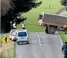  ??  ?? The crash scene outside Palmerston North where Warren Carter died.