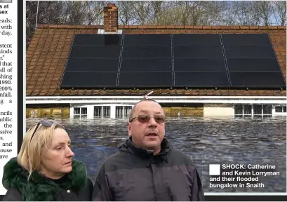  ??  ?? PAWS FOR BREATH: Dogs at Camber Sands, East Sussex
■
SHOCK: Catherine and Kevin Lorryman and their flooded bungalow in Snaith