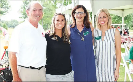  ?? NWA Democrat-Gazette/CARIN SCHOPPMEYE­R ?? Gary Adams (from left), Jessica Hudson, Betsy Broyles Arnold and Molly Arnold gather at the second annual Drive and Dine for Dementia golf tournament July 14 at Paradise Valley Golf and Athletic Club in Fayettevil­le.